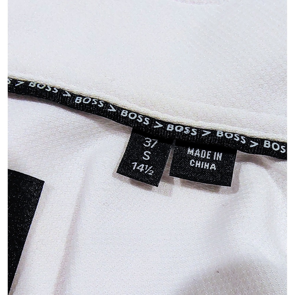 Hugo Boss Slim Fit Stretch Dress Shirt Mens 14.5 White Long Sleeve Spread Small - Picture 5 of 12